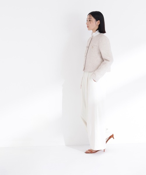 NATURAL BEAUTY BASIC（ナチュラルビューティーベーシック）の「◇ツイードノーカラージャケット（ノーカラージャケット・レディース・ブラック系その他/ホワイト系その他/キャメル・SMALL/MEDIUM）」の6枚目の写真