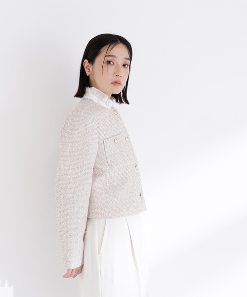 NATURAL BEAUTY BASIC（ナチュラルビューティーベーシック）の「◇ツイードノーカラージャケット（ノーカラージャケット・レディース・ブラック系その他/ホワイト系その他/キャメル・SMALL/MEDIUM）」の11枚目の写真