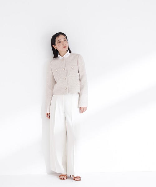 NATURAL BEAUTY BASIC（ナチュラルビューティーベーシック）の「◇ツイードノーカラージャケット（ノーカラージャケット・レディース・ブラック系その他/ホワイト系その他/キャメル・SMALL/MEDIUM）」の12枚目の写真