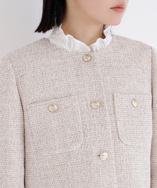 NATURAL BEAUTY BASIC（ナチュラルビューティーベーシック）の「◇ツイードノーカラージャケット（ノーカラージャケット・レディース・ブラック系その他/ホワイト系その他/キャメル・SMALL/MEDIUM）」の18枚目の写真