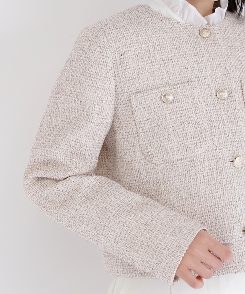NATURAL BEAUTY BASIC（ナチュラルビューティーベーシック）の「◇ツイードノーカラージャケット（ノーカラージャケット・レディース・ブラック系その他/ホワイト系その他/キャメル・SMALL/MEDIUM）」の19枚目の写真