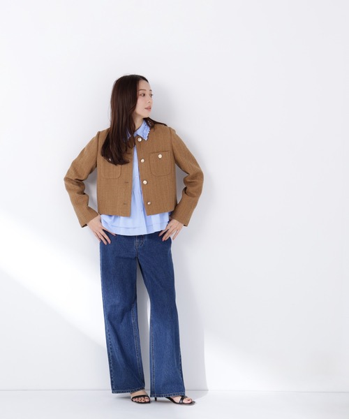 NATURAL BEAUTY BASIC（ナチュラルビューティーベーシック）の「◇ツイードノーカラージャケット（ノーカラージャケット・レディース・ブラック系その他/ホワイト系その他/キャメル・SMALL/MEDIUM）」の9枚目の写真