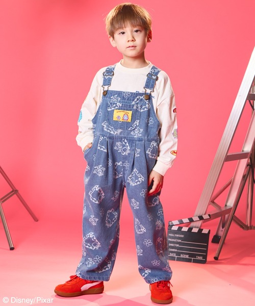 pairmanon（ペアマノン）の「【モンスターズ・インク】ユニセックス ネームタグ デニムサロペット（サロペット/オーバーオール・キッズ・ライトブルー・100/110/120/130/90）」の2枚目の写真