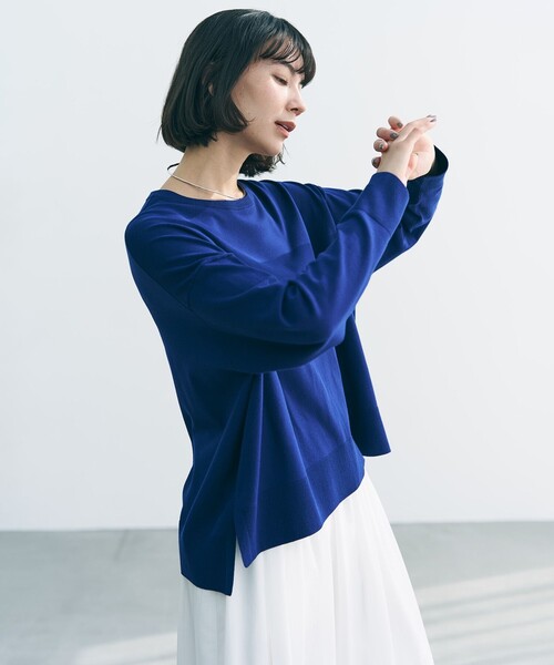 UNFILO(アンフィーロ)の「【リピート率の高さが魅力!毎シーズン大好評】マイビューティニット クルーネック(ニット/セーター・レディース・ライラック系/ベージュ系1/ライトグレー系/グリーン系/ダルブルー系/ネイビー系1・X-LARGE)」の14枚目の写真