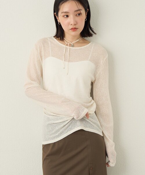 Omekashi(オメカシ)の「レースウエストタックプルオーバー(Tシャツ/カットソー・レディース・オフホワイト/アイボリー/ブラック・FREE)」の3枚目の写真