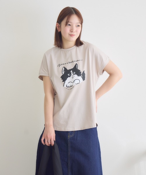meeny miny（ミーニーマイニー）の「【meeny miny】CAT & BAKES 9456『わんこBANDOとPEPPE』Tシャツ（Tシャツ/カットソー・レディース・ベージュ/ホワイト/チャコールグレー・M-L/S-M）」の19枚目の写真