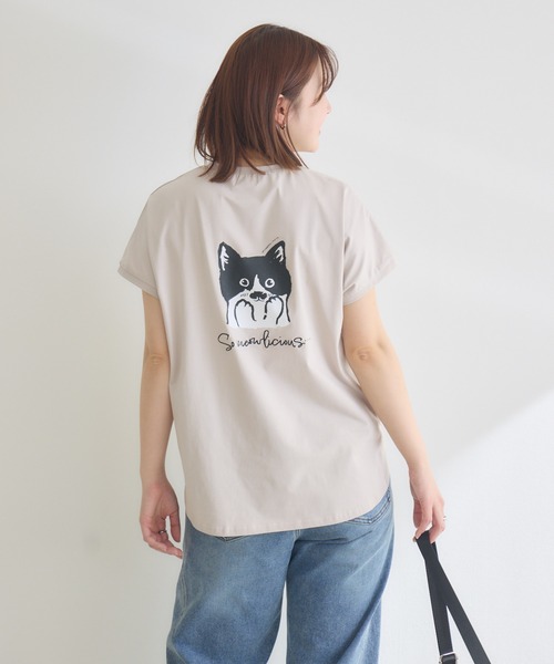 meeny miny（ミーニーマイニー）の「【meeny miny】CAT & BAKES 9456『わんこBANDOとPEPPE』Tシャツ（Tシャツ/カットソー・レディース・ベージュ/ホワイト/チャコールグレー・M-L/S-M）」の21枚目の写真