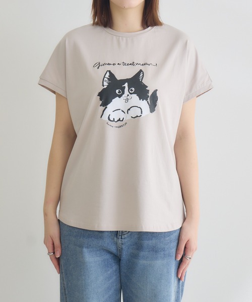 meeny miny（ミーニーマイニー）の「【meeny miny】CAT & BAKES 9456『わんこBANDOとPEPPE』Tシャツ（Tシャツ/カットソー・レディース・ベージュ/ホワイト/チャコールグレー・M-L/S-M）」の22枚目の写真