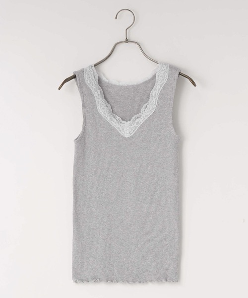 LOWRYS FARM（ローリーズファーム）の「レースマルドウタンク 638378（タンクトップ・レディース・グレー/ブラック/ホワイト・FREE）」の13枚目の写真