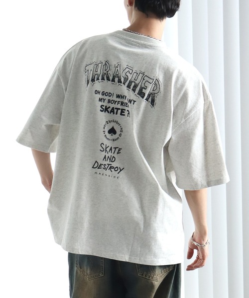 THRASHER(スラッシャー)の「【THRASHER/スラッシャー】バックプリント ハーフスリーブ ビッグシルエットTシャツ(Tシャツ/カットソー・メンズ・ホワイト/ミント/ブラック/サックスブルー/杢グレー・M/L/XL)」の3枚目の写真