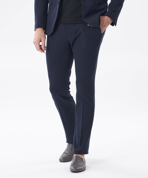 EPOCA UOMO（エポカウォモ）の「【セットアップ対応】変形ヘリンボーンジャージーパンツ（その他パンツ・メンズ・グレー系その他2/ダークネイビー・48/46）」の2枚目の写真