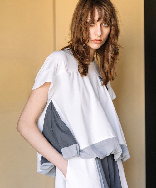 AULA AILA（アウラアイラ）の「コクーンレイヤードワンピース（ワンピース・レディース・グリーン/オフホワイト/ブラック・0）」の6枚目の写真