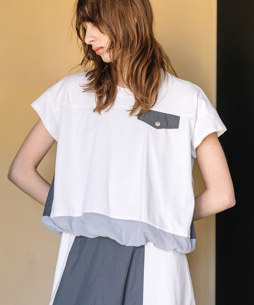 AULA AILA（アウラアイラ）の「コクーンレイヤードワンピース（ワンピース・レディース・グリーン/オフホワイト/ブラック・0）」の7枚目の写真