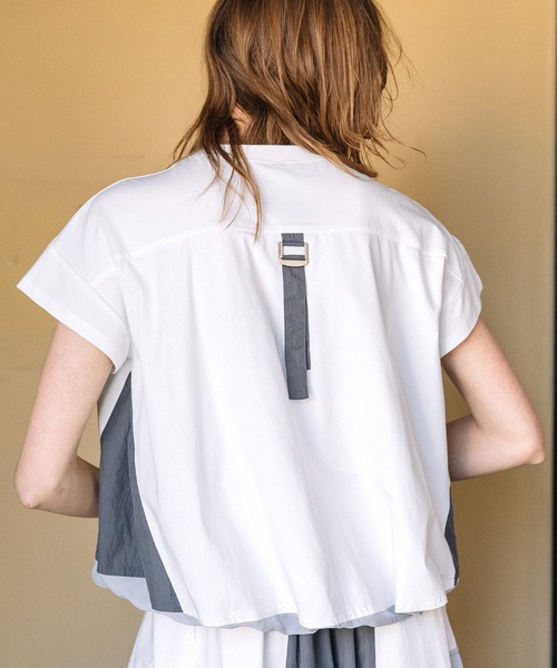 AULA AILA（アウラアイラ）の「コクーンレイヤードワンピース（ワンピース・レディース・グリーン/オフホワイト/ブラック・0）」の8枚目の写真