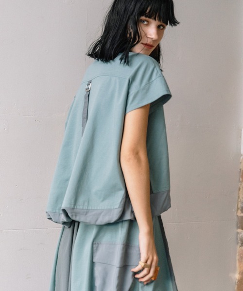 AULA AILA（アウラアイラ）の「コクーンレイヤードワンピース（ワンピース・レディース・グリーン/オフホワイト/ブラック・0）」の19枚目の写真