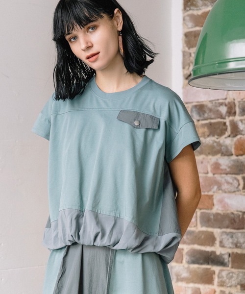 AULA AILA（アウラアイラ）の「コクーンレイヤードワンピース（ワンピース・レディース・グリーン/オフホワイト/ブラック・0）」の18枚目の写真