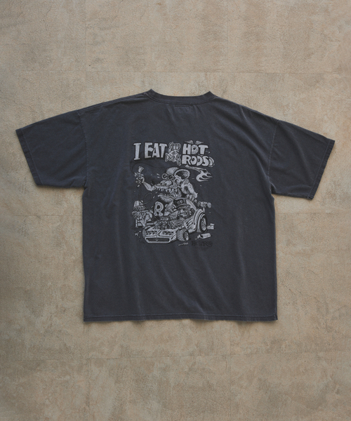 REMI RELIEF（レミレリーフ）の「REMI RELIEF 別注 ”RAT FINK” ヴィンテージ加工 ワイドTシャツ（Tシャツ/カットソー・メンズ・ブラック/ホワイト・LARGE/MEDIUM）」の4枚目の写真