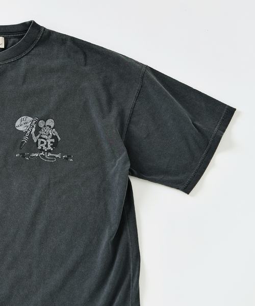REMI RELIEF（レミレリーフ）の「REMI RELIEF 別注 ”RAT FINK” ヴィンテージ加工 ワイドTシャツ（Tシャツ/カットソー・メンズ・ブラック/ホワイト・LARGE/MEDIUM）」の10枚目の写真