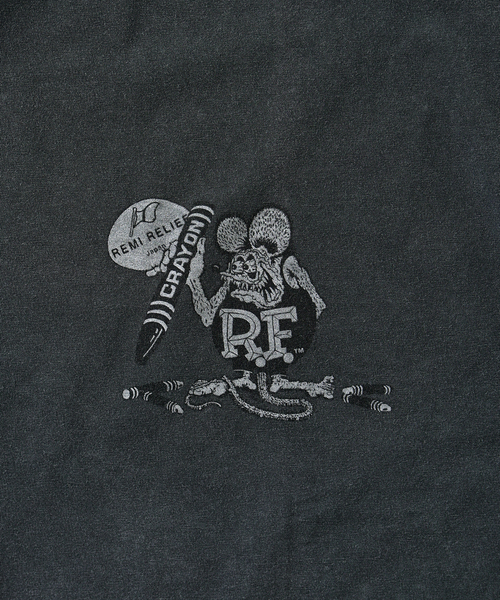 REMI RELIEF（レミレリーフ）の「REMI RELIEF 別注 ”RAT FINK” ヴィンテージ加工 ワイドTシャツ（Tシャツ/カットソー・メンズ・ブラック/ホワイト・LARGE/MEDIUM）」の11枚目の写真