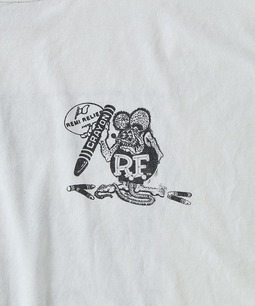 REMI RELIEF（レミレリーフ）の「REMI RELIEF 別注 ”RAT FINK” ヴィンテージ加工 ワイドTシャツ（Tシャツ/カットソー・メンズ・ブラック/ホワイト・LARGE/MEDIUM）」の17枚目の写真