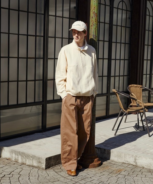 PUBLIC TOKYO(パブリックトウキョウ)の「スタンドハーフジップスウェット /ウォッシャブル/2WAY/トレーナー/ポロ(スウェット・メンズ・アイボリー/ネイビー・1/2)」の8枚目の写真