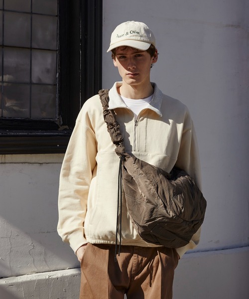 PUBLIC TOKYO(パブリックトウキョウ)の「スタンドハーフジップスウェット /ウォッシャブル/2WAY/トレーナー/ポロ(スウェット・メンズ・アイボリー/ネイビー・1/2)」の10枚目の写真