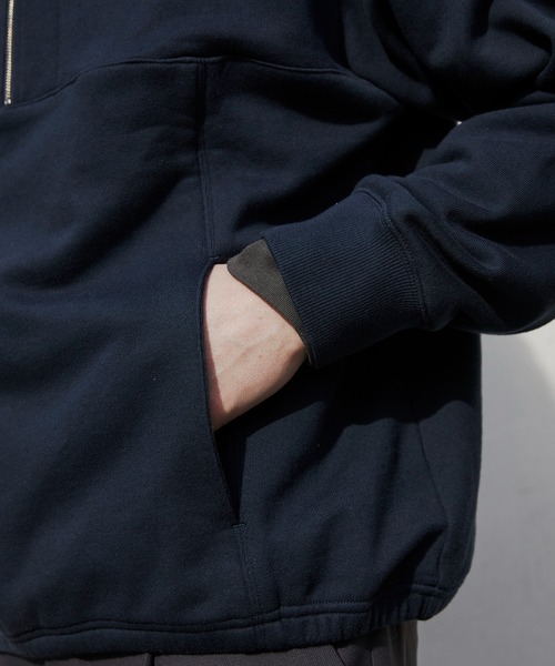 PUBLIC TOKYO(パブリックトウキョウ)の「スタンドハーフジップスウェット /ウォッシャブル/2WAY/トレーナー/ポロ(スウェット・メンズ・アイボリー/ネイビー・1/2)」の14枚目の写真