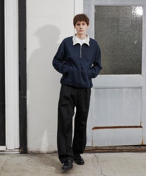 PUBLIC TOKYO(パブリックトウキョウ)の「スタンドハーフジップスウェット /ウォッシャブル/2WAY/トレーナー/ポロ(スウェット・メンズ・アイボリー/ネイビー・1/2)」の17枚目の写真