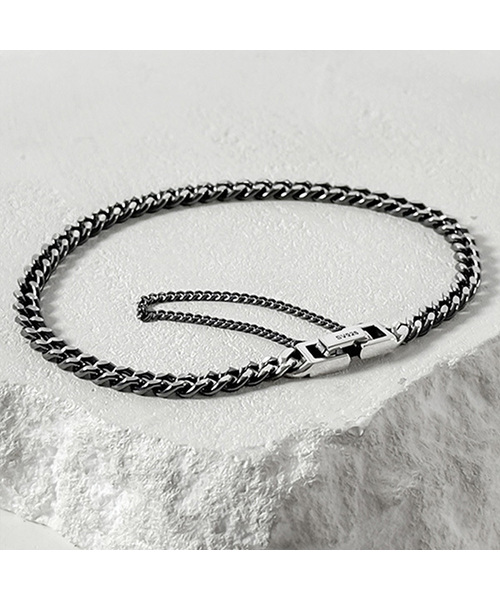 [SV925] クラシックチェーンシンプルブレスレット-ブラック