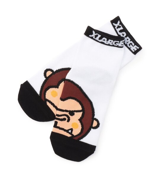 XLARGE KIDS（エクストララージキッズ）の「ファニーゴリラビッグフェイス ショートソックス（ソックス/靴下・キッズ・イエロー/ホワイト/ブルー・13-15cm/15-17cm/19-21cm/17-19cm）」の2枚目の写真