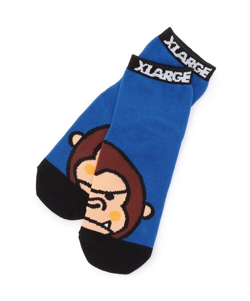 XLARGE KIDS（エクストララージキッズ）の「ファニーゴリラビッグフェイス ショートソックス（ソックス/靴下・キッズ・イエロー/ホワイト/ブルー・13-15cm/15-17cm/19-21cm/17-19cm）」の3枚目の写真