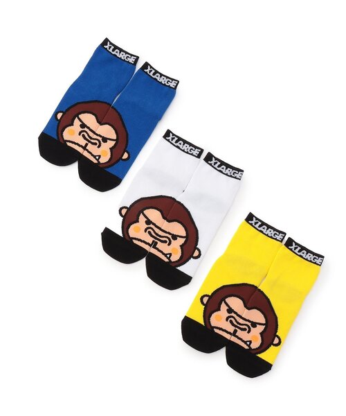 XLARGE KIDS（エクストララージキッズ）の「ファニーゴリラビッグフェイス ショートソックス（ソックス/靴下・キッズ・イエロー/ホワイト/ブルー・13-15cm/15-17cm/19-21cm/17-19cm）」の8枚目の写真