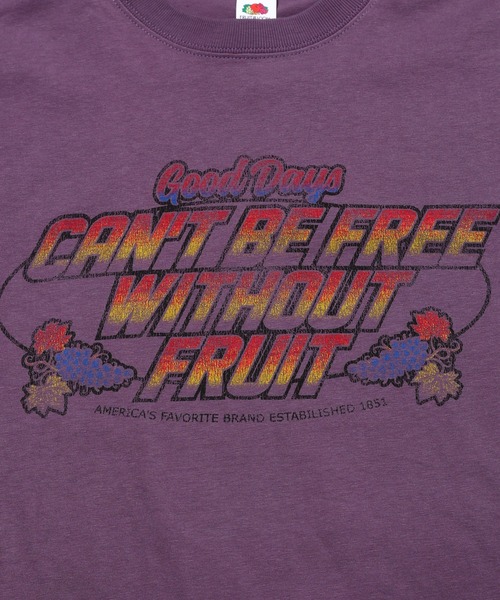 FRUIT OF THE LOOM(フルーツオブザルーム)の「【FRUIT OF THE LOOM】19/-スラブ天竺Tシャツ5 / フルーツオブザルーム 半袖 ロゴ&メッセージ Tシャツ(Tシャツ/カットソー・メンズ・パープル/チャコールグレー/アイボリー・M/L/S)」の6枚目の写真