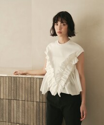 EMMEL REFINES | <EMMEL REFINES>EM テレコフリル ギャザー プルオーバー(Tシャツ/カットソー)