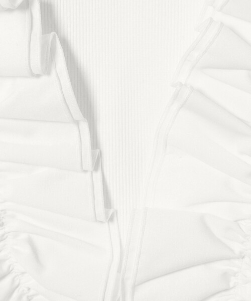 EMMEL REFINES（エメルリファインズ）の「＜EMMEL REFINES＞EM テレコフリル ギャザー プルオーバー（Tシャツ/カットソー・レディース・ホワイト/ブラック・FREE）」の7枚目の写真