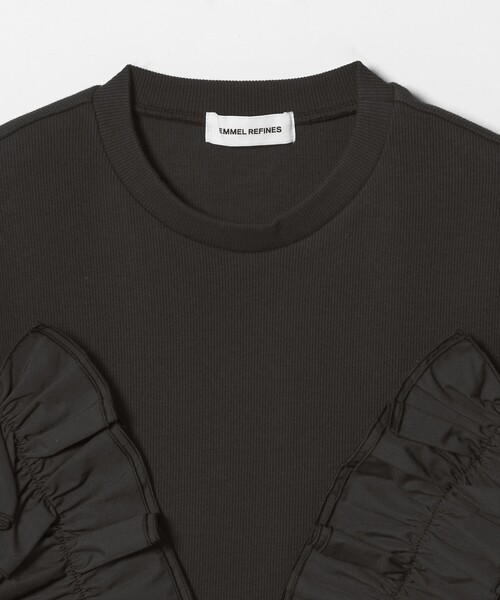 EMMEL REFINES（エメルリファインズ）の「＜EMMEL REFINES＞EM テレコフリル ギャザー プルオーバー（Tシャツ/カットソー・レディース・ホワイト/ブラック・FREE）」の9枚目の写真