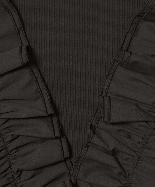 EMMEL REFINES（エメルリファインズ）の「＜EMMEL REFINES＞EM テレコフリル ギャザー プルオーバー（Tシャツ/カットソー・レディース・ホワイト/ブラック・FREE）」の10枚目の写真