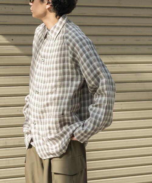 FORK&SPOON（フォークアンドスプーン）の「FORK&SPOON　リネンカバーオールシャツジャケット（その他アウター・メンズ・ベージュ系その他/ブラウン・5/4）」の3枚目の写真