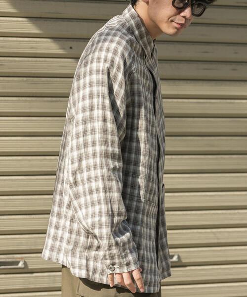 FORK&SPOON（フォークアンドスプーン）の「FORK&SPOON　リネンカバーオールシャツジャケット（その他アウター・メンズ・ベージュ系その他/ブラウン・5/4）」の6枚目の写真