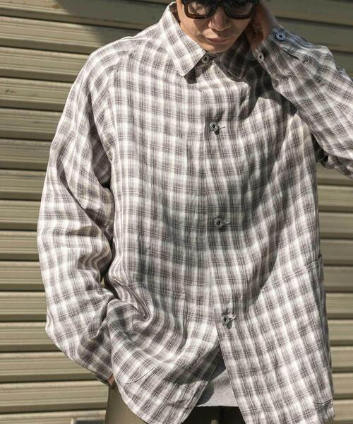 FORK&SPOON（フォークアンドスプーン）の「FORK&SPOON　リネンカバーオールシャツジャケット（その他アウター・メンズ・ベージュ系その他/ブラウン・5/4）」の9枚目の写真