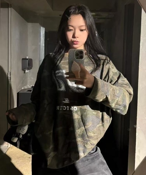 Ritzy（リッツィー）の「カモフラージュ ヴィンテージプリント オーバーサイズロン T（Tシャツ/カットソー・レディース・カモフラージュ・L/M）」の3枚目の写真