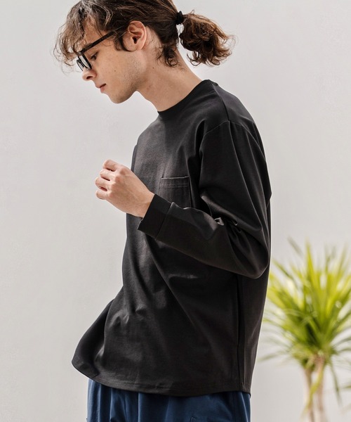 CAMBIO(カンビオ)の「mlt5597-ドレッシーポンチポケ付ロンT(HLCM0256)(Tシャツ/カットソー・メンズ・グレイッシュベージュ/ブラック/ホワイト・S/M/L)」の5枚目の写真