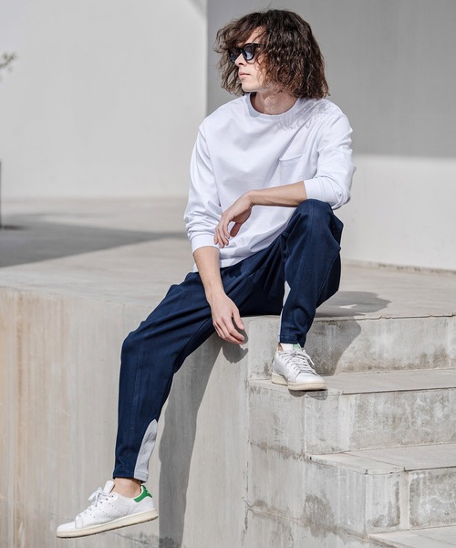 CAMBIO(カンビオ)の「mlt5597-ドレッシーポンチポケ付ロンT(HLCM0256)(Tシャツ/カットソー・メンズ・グレイッシュベージュ/ブラック/ホワイト・S/M/L)」の14枚目の写真