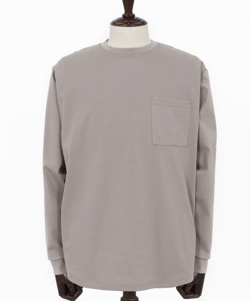 CAMBIO(カンビオ)の「mlt5597-ドレッシーポンチポケ付ロンT(HLCM0256)(Tシャツ/カットソー・メンズ・グレイッシュベージュ/ブラック/ホワイト・S/M/L)」の19枚目の写真