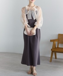 【結婚式・お呼ばれに】前後2WAYシアーボレロ×キャミワンピースセット/オケージョンドレス(S,M,L,XL)
