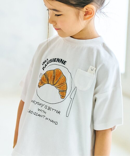 Seraph（セラフ）の「名札のつけられる！半袖Tシャツ（Tシャツ/カットソー・キッズ・オフホワイト/ベージュ/ミント/オレンジ/サックスブルー/ピンク・80/90/100/110/120/130/140）」の2枚目の写真
