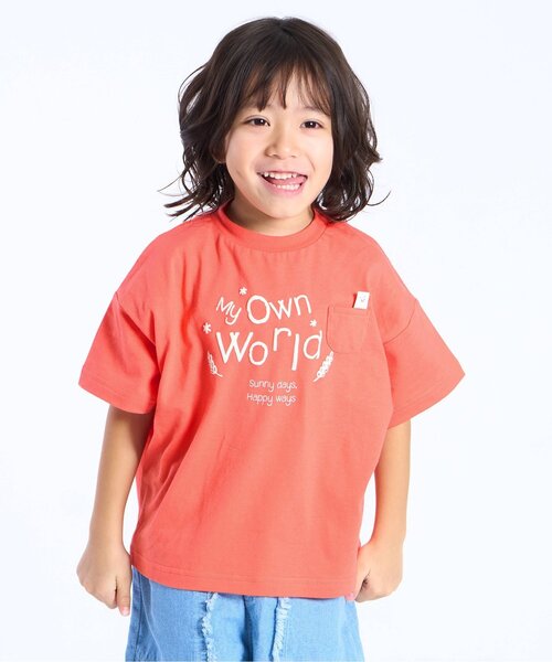 Seraph（セラフ）の「名札のつけられる！半袖Tシャツ（Tシャツ/カットソー・キッズ・オフホワイト/ベージュ/ミント/オレンジ/サックスブルー/ピンク・80/90/100/110/120/130/140）」の6枚目の写真