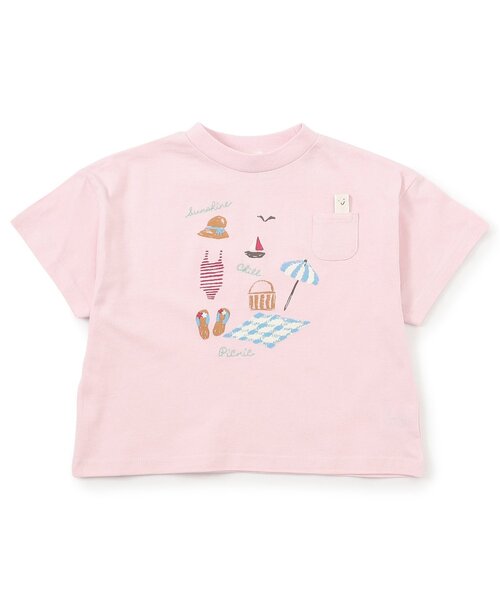 Seraph（セラフ）の「名札のつけられる！半袖Tシャツ（Tシャツ/カットソー・キッズ・オフホワイト/ベージュ/ミント/オレンジ/サックスブルー/ピンク・80/90/100/110/120/130/140）」の7枚目の写真