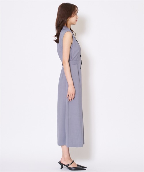 AND COUTURE(アンドクチュール)の「アシメプリーツロングジレワンピース(ワンピース・レディース・ライトグレー/ネイビー・FREE)」の15枚目の写真