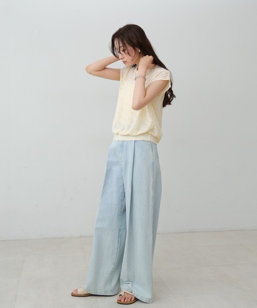 Bab(バブ)の「シャーリング切り替えトップス(Tシャツ/カットソー・レディース・オフホワイト/アイボリー/ブラック・FREE)」の16枚目の写真